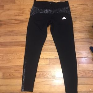Black adidas leggings with gray pattern